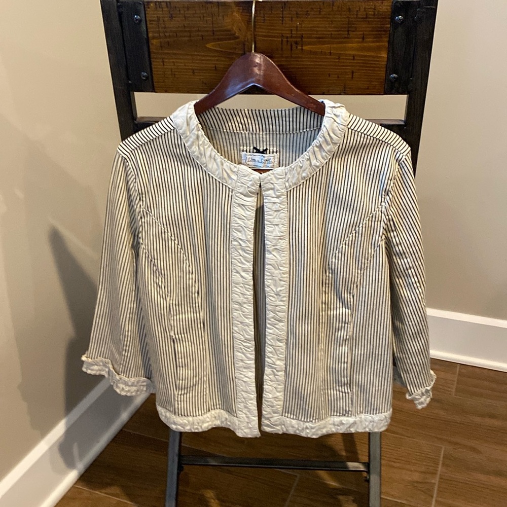 Live a Little Crème and Black Striped Accent Jacket